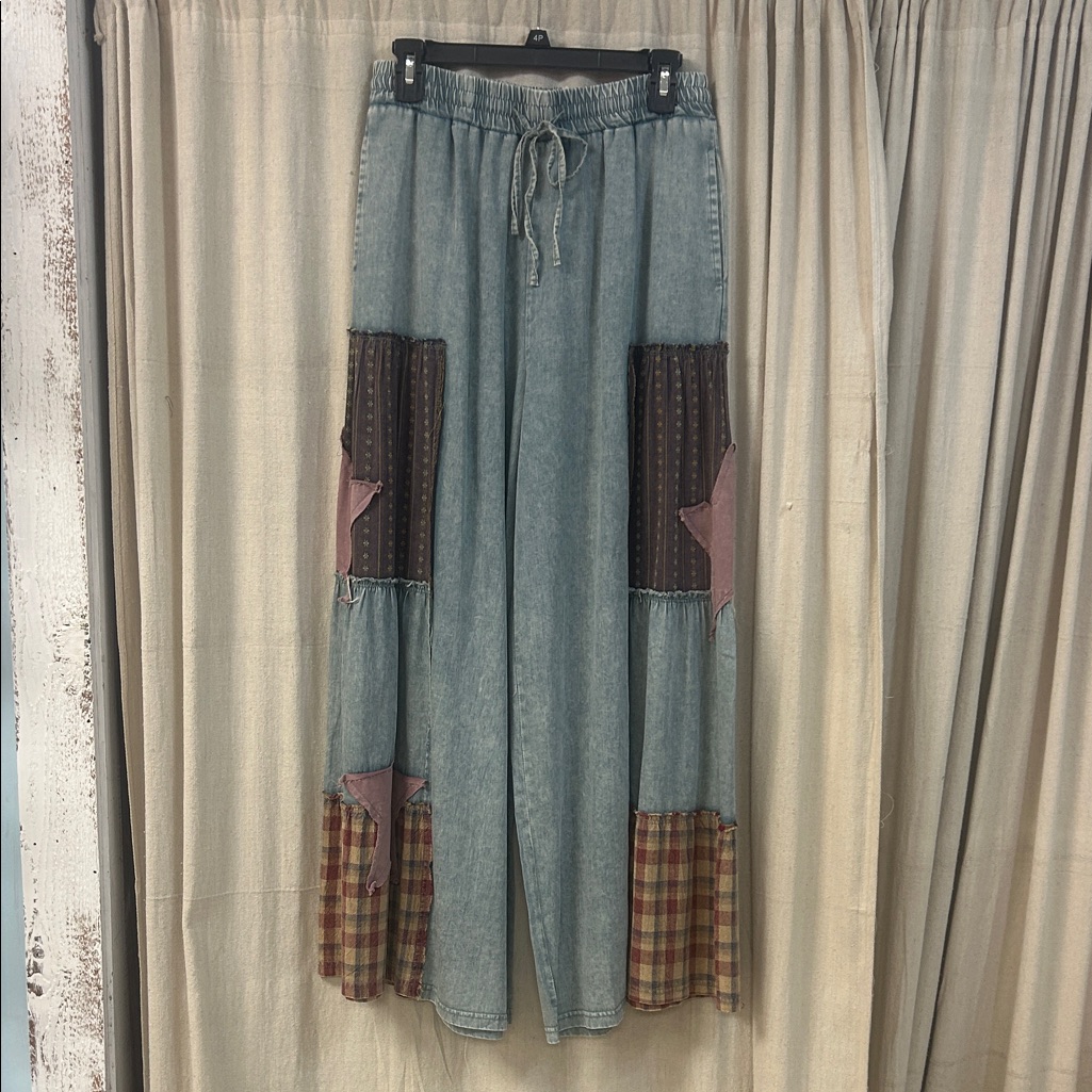 Easel Patchwork Denim Pants